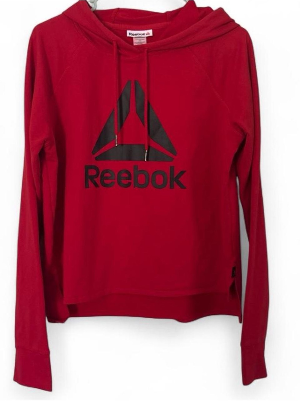 Reebok Red Pullover Hoodie with Black Logo Women M Excellent